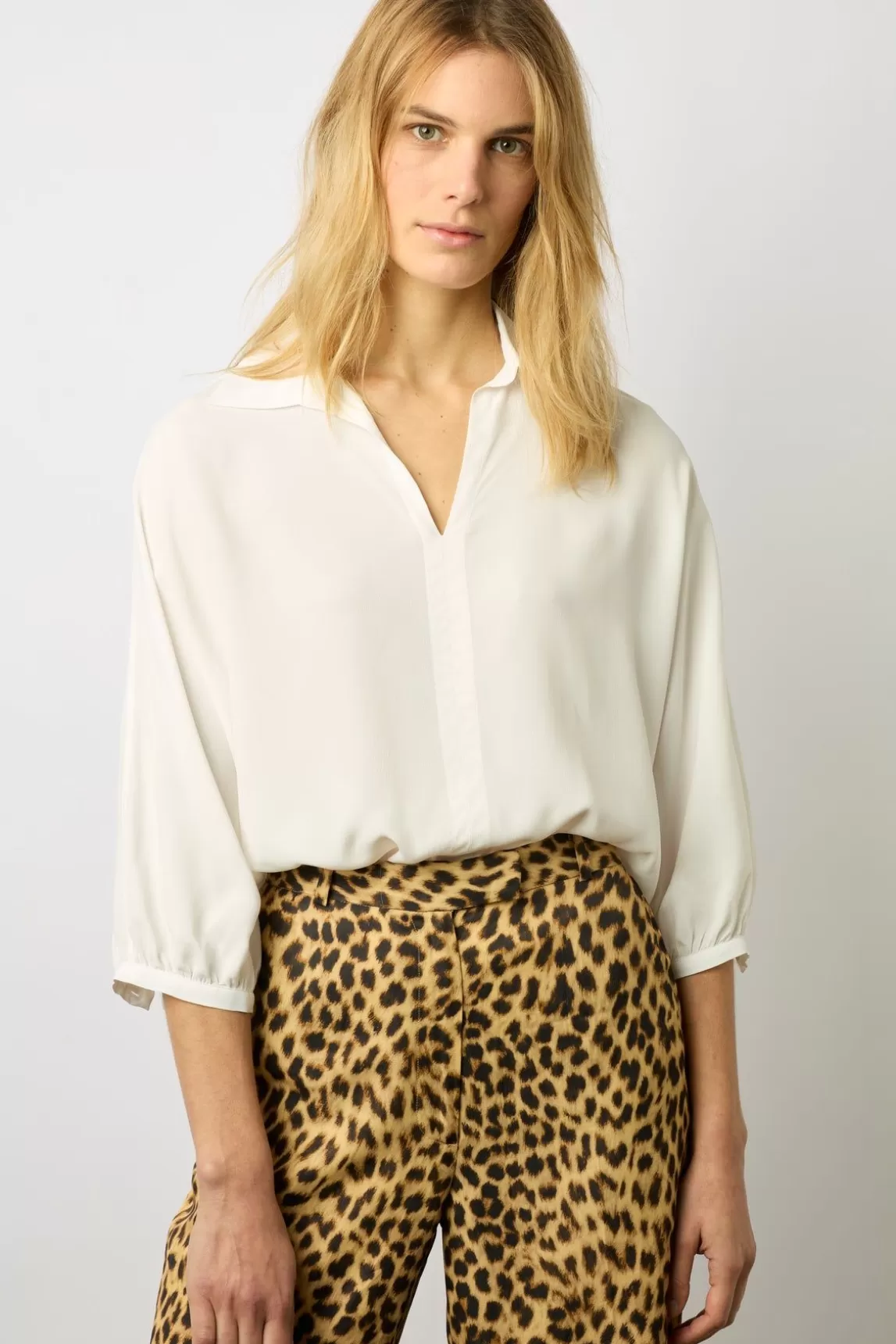 Gerard Darel Blouse Ample A Col Ecru - Amalya Best