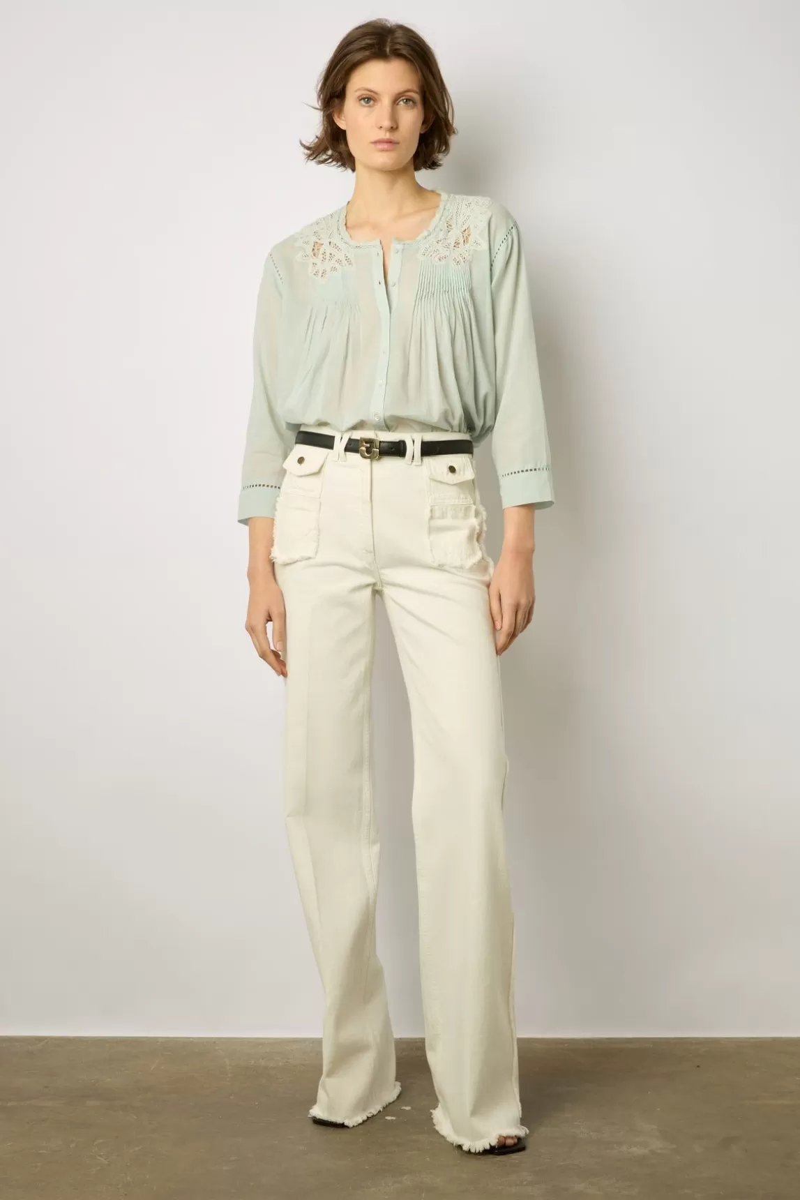 Gerard Darel Blouse Brodee Bleu Ciel - Aaya Best Sale
