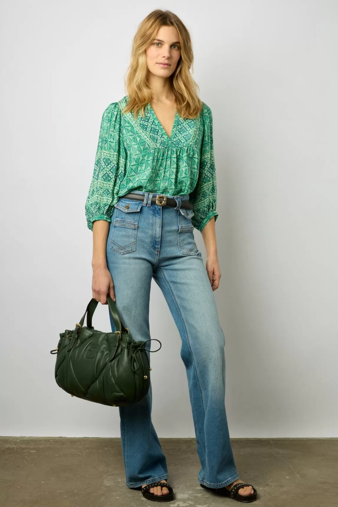 Gerard Darel Blouse Fluide Imprimee Emeraude - Arlen Best Sale