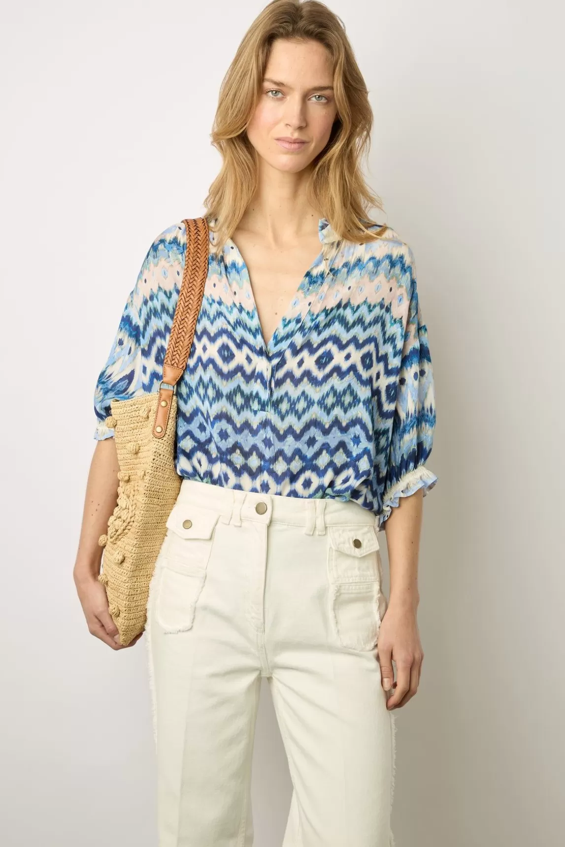 Gerard Darel Blouse Fluide Imprimee Indigo - Aniella Clearance
