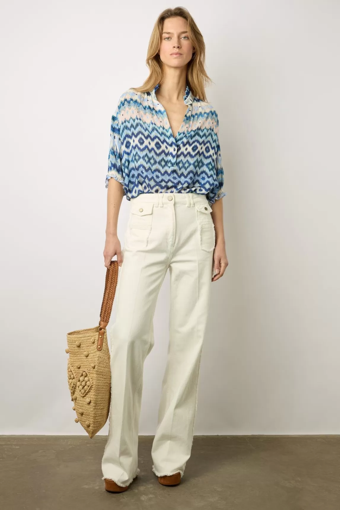 Gerard Darel Blouse Fluide Imprimee Indigo - Aniella Clearance