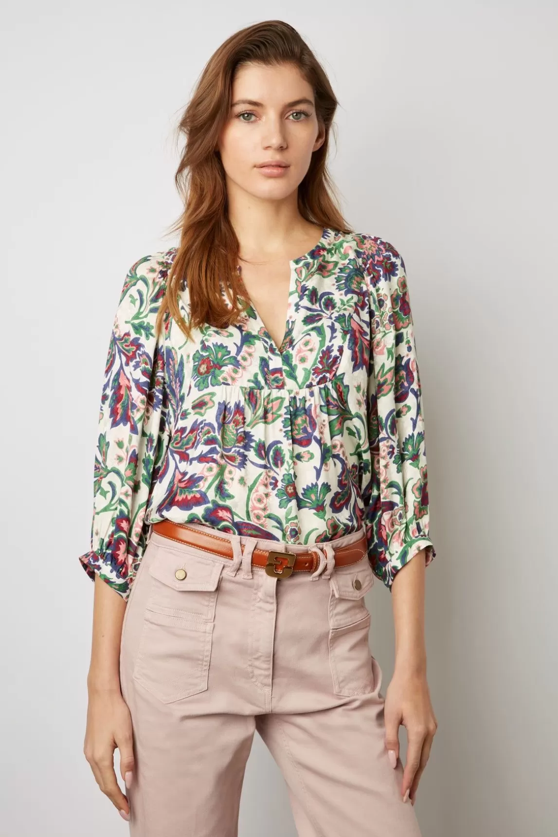 Gerard Darel Blouse Imprimee Jacquard Ecru - Abell Discount