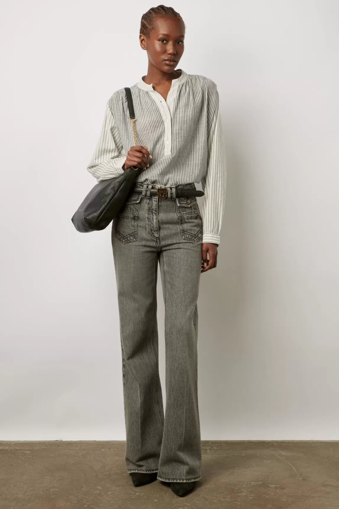 Gerard Darel Blouse Rayee En Coton Ecru - Ambre Outlet