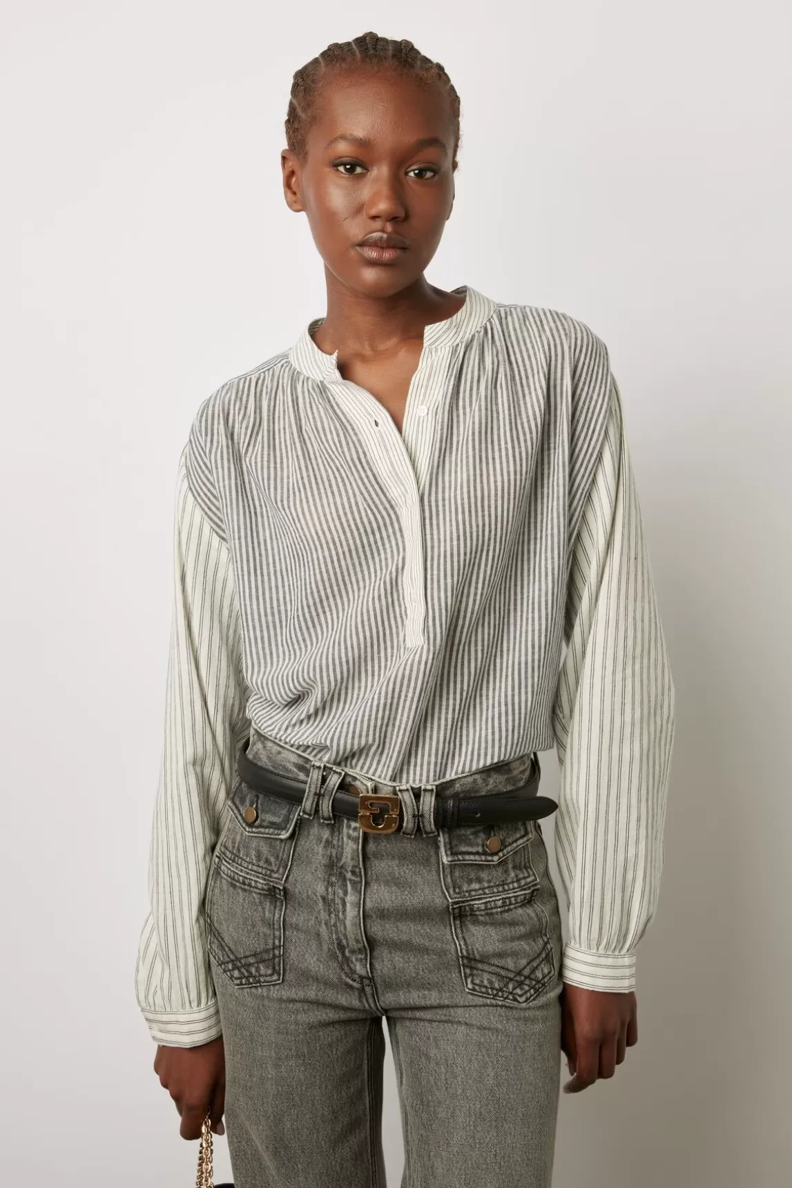 Gerard Darel Blouse Rayee En Coton Ecru - Ambre Outlet