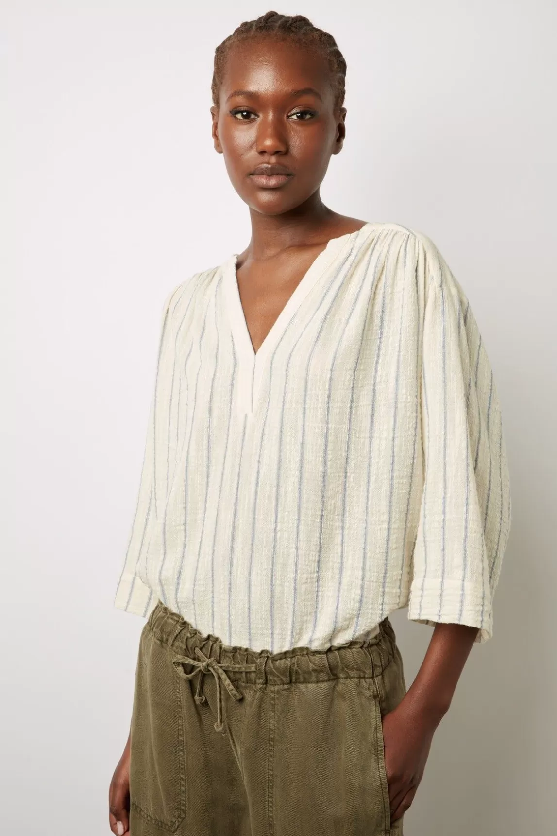 Gerard Darel Blouse Rayee En Coton Ecru - Annalisa Best Sale