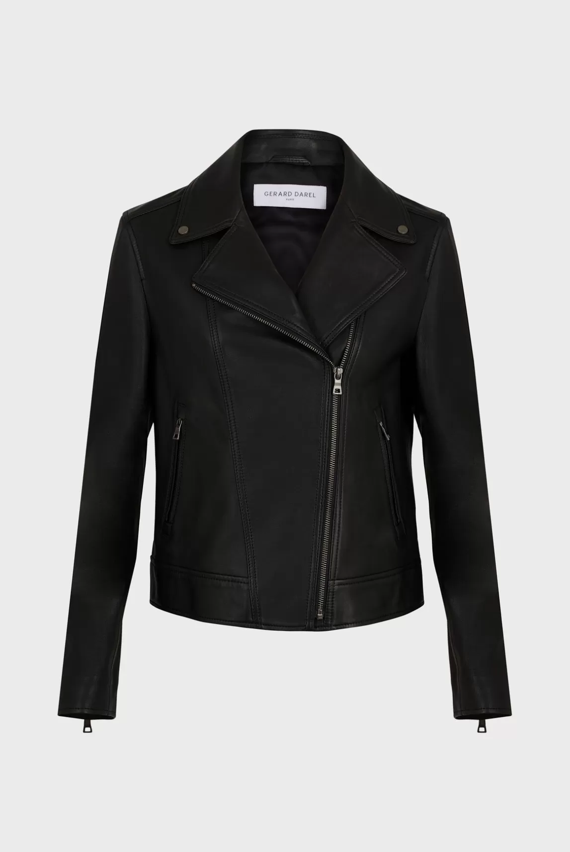 Gerard Darel Blouson En Cuir Femme Noir Nadege Cheap