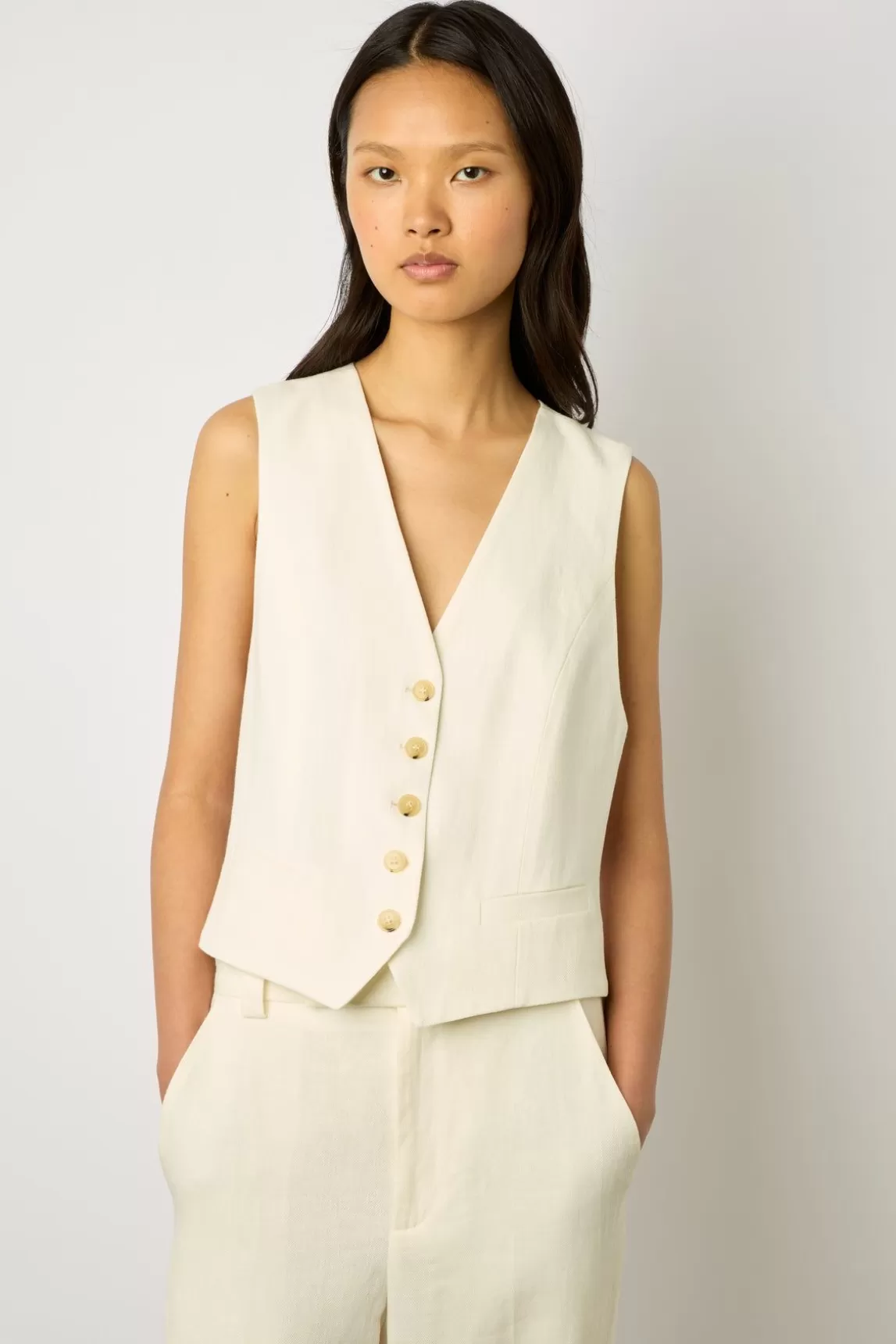 Gerard Darel Gilet De Tailleur Uni Ecru - Brasia Best