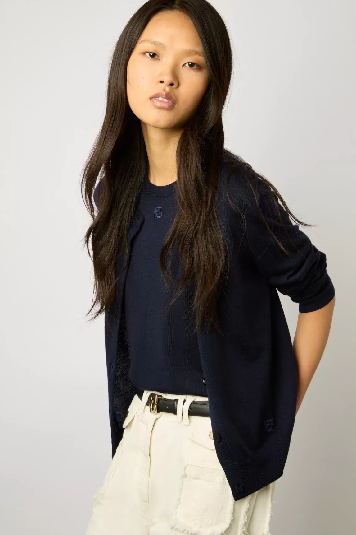 Gerard Darel Gilet En Laine Merinos Marine - Lyane Best Sale
