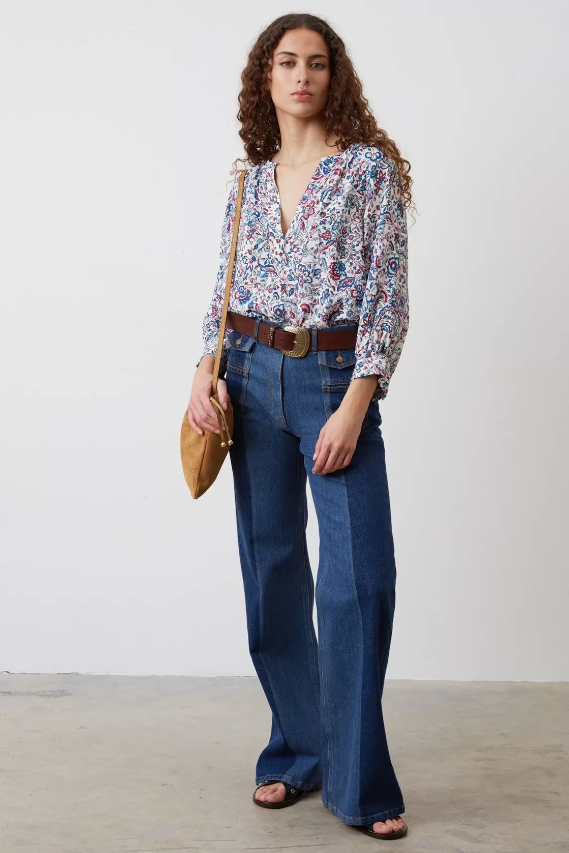 Gerard Darel Jean Flare Bicolore Bleu - Anna Sale