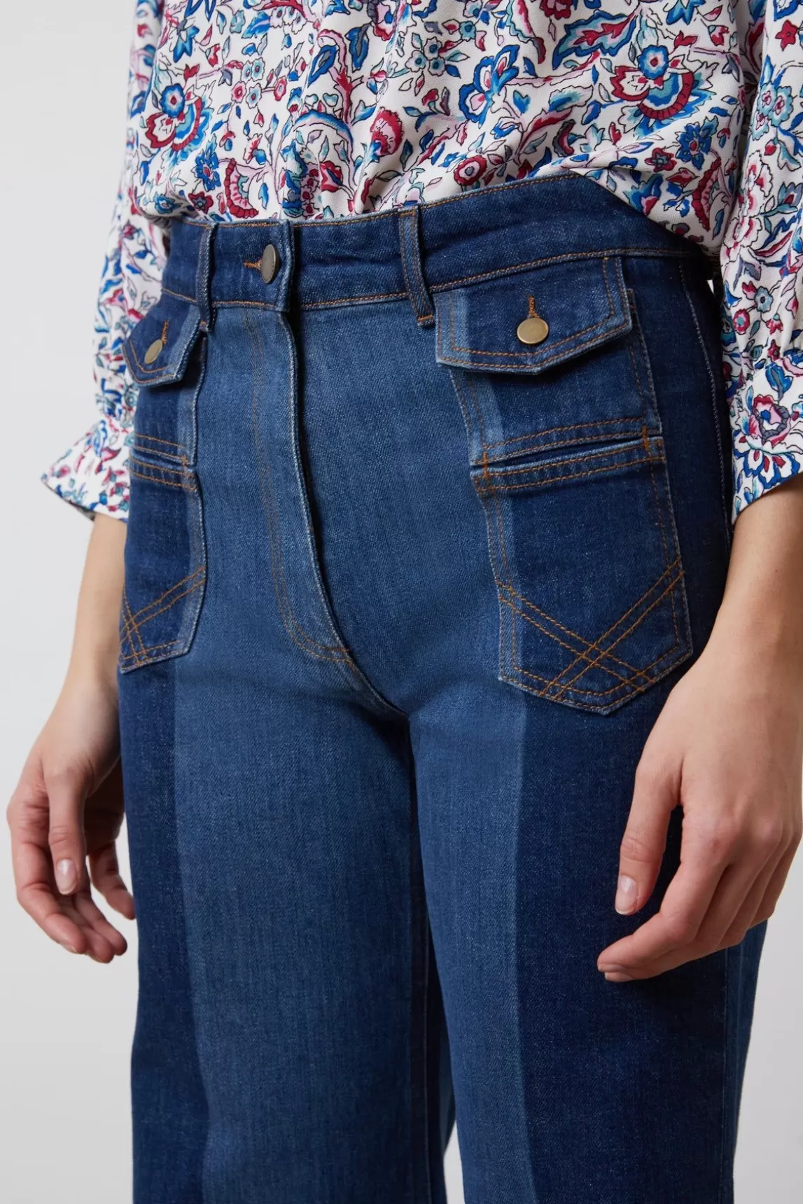 Gerard Darel Jean Flare Bicolore Bleu - Anna Sale