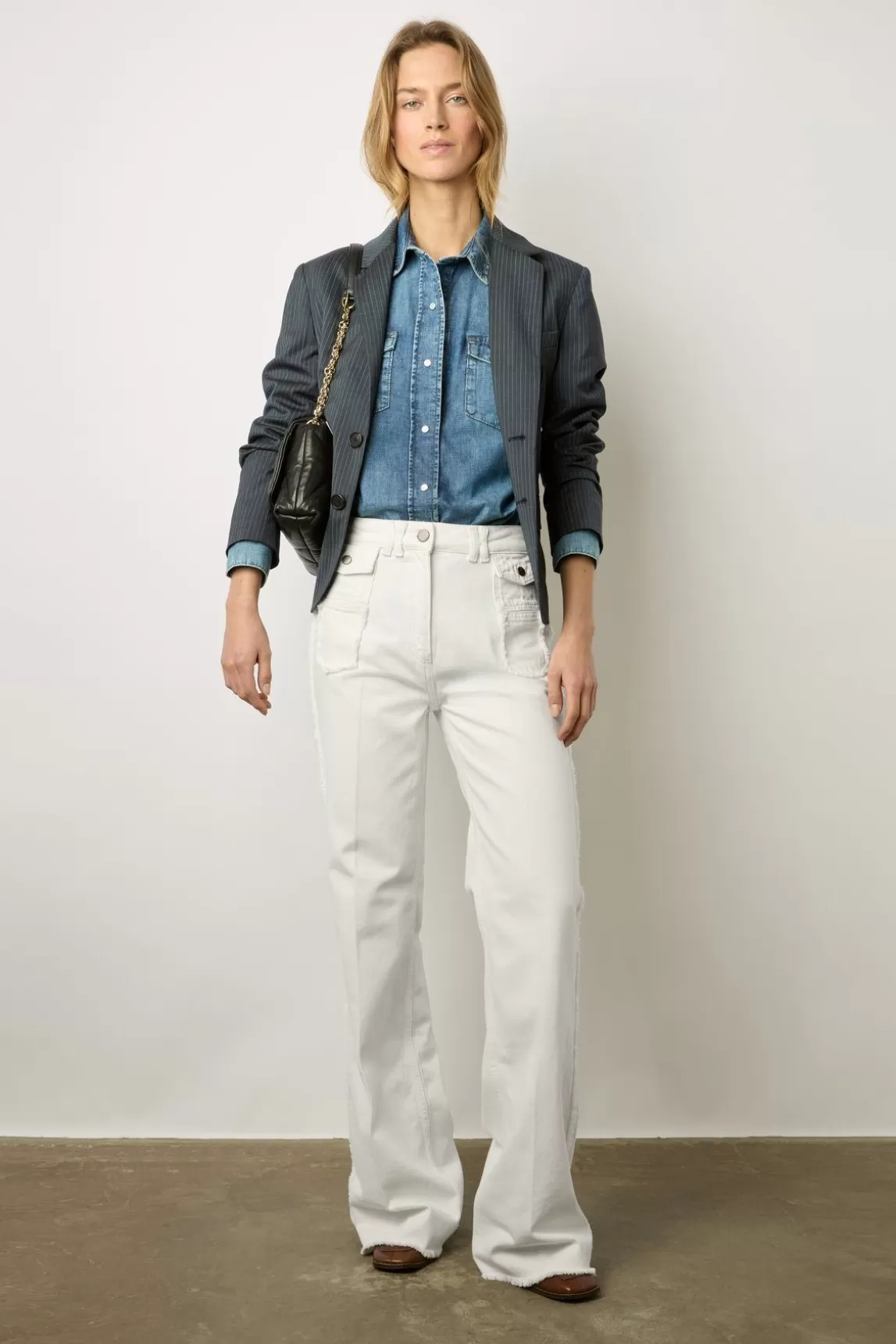 Gerard Darel Jean Flare Ecru A Franges Ecru - Anna Best
