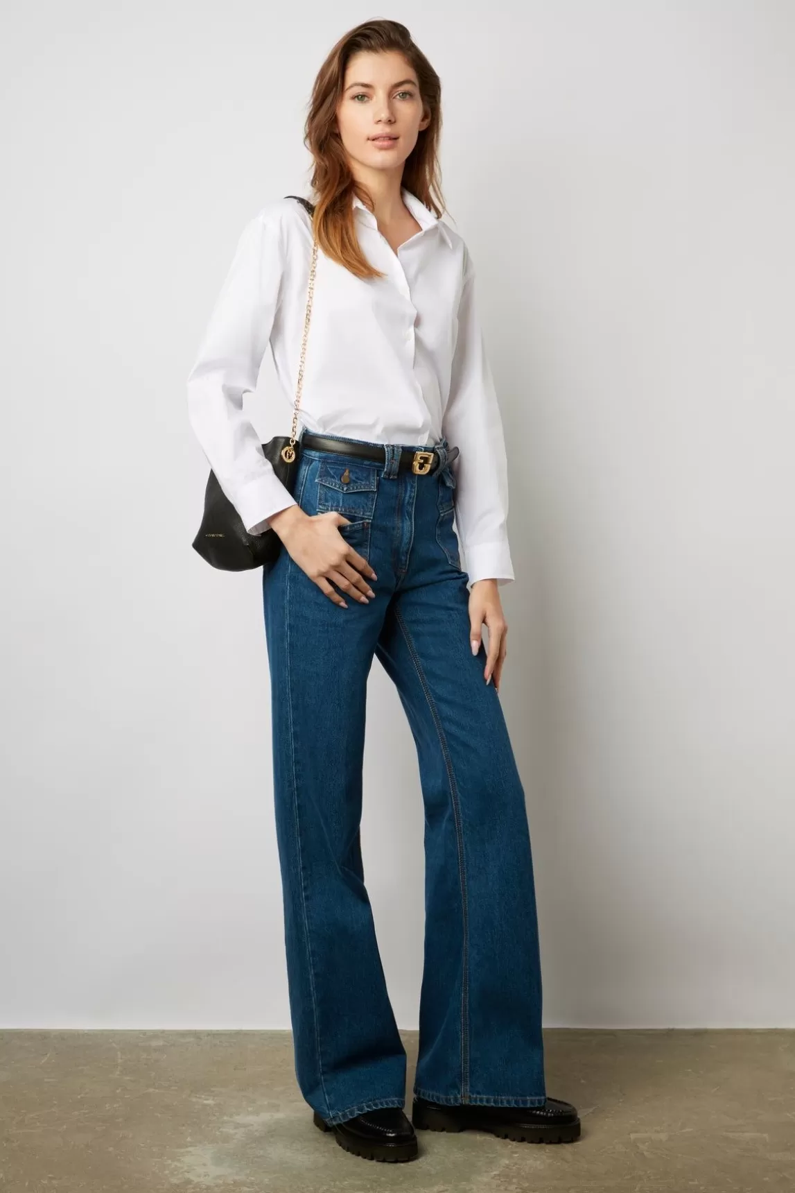 Gerard Darel Jean Flare Taille Haute Marine - Anna Clearance