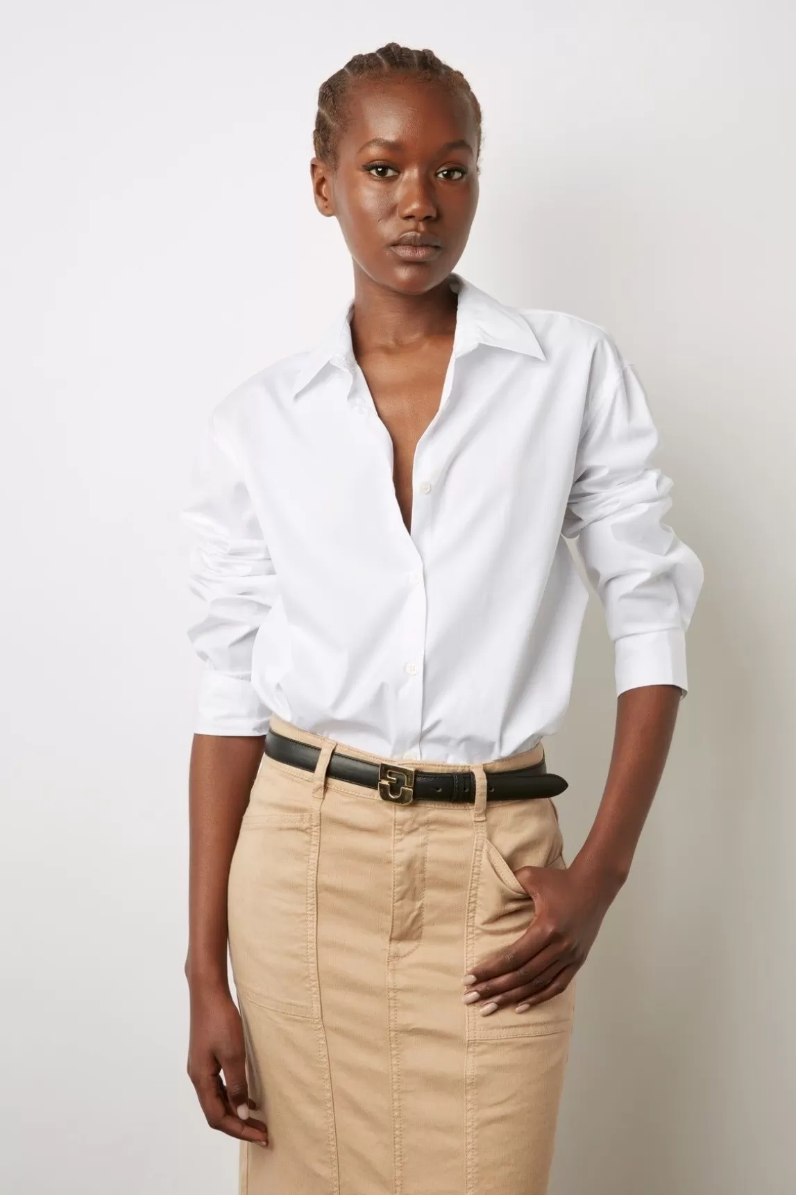 Gerard Darel Jupe Droite En Lin Et Coton Sable - Dorys Discount