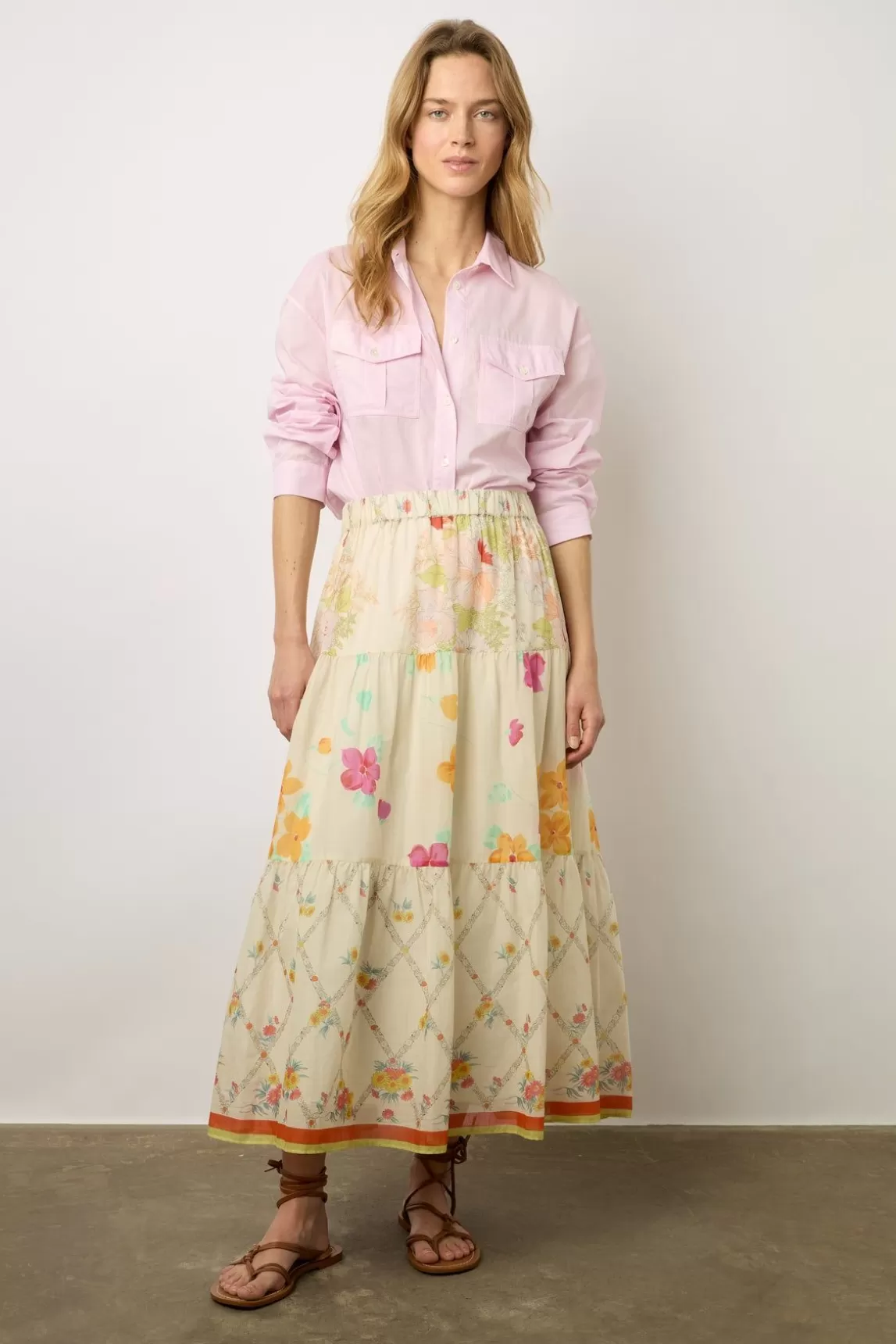 Gerard Darel Jupe Longue A Fleurs Multicolore - Brooke Fashion