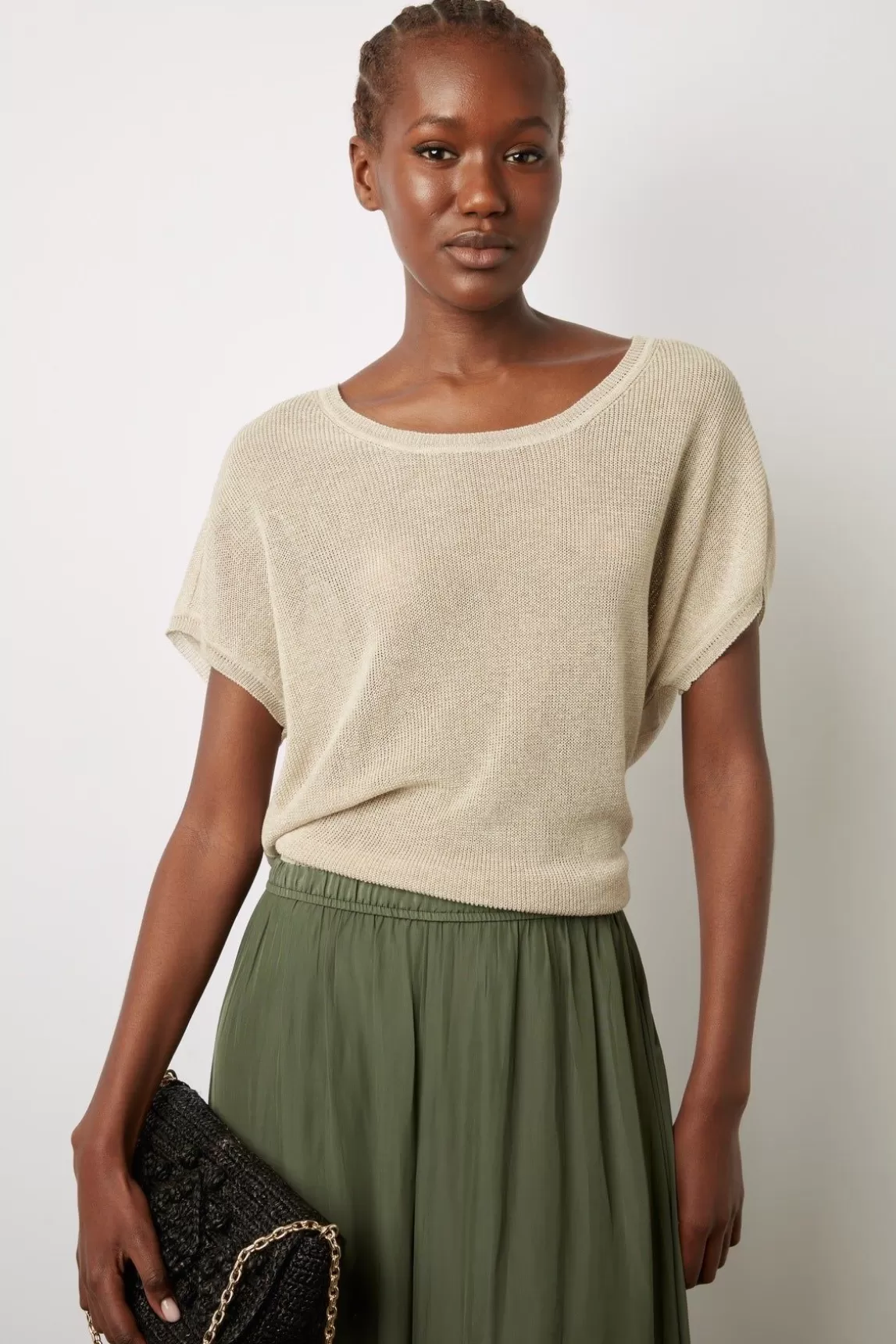 Gerard Darel Jupe Midi En Satin Plisse Kaki - Denisa Hot
