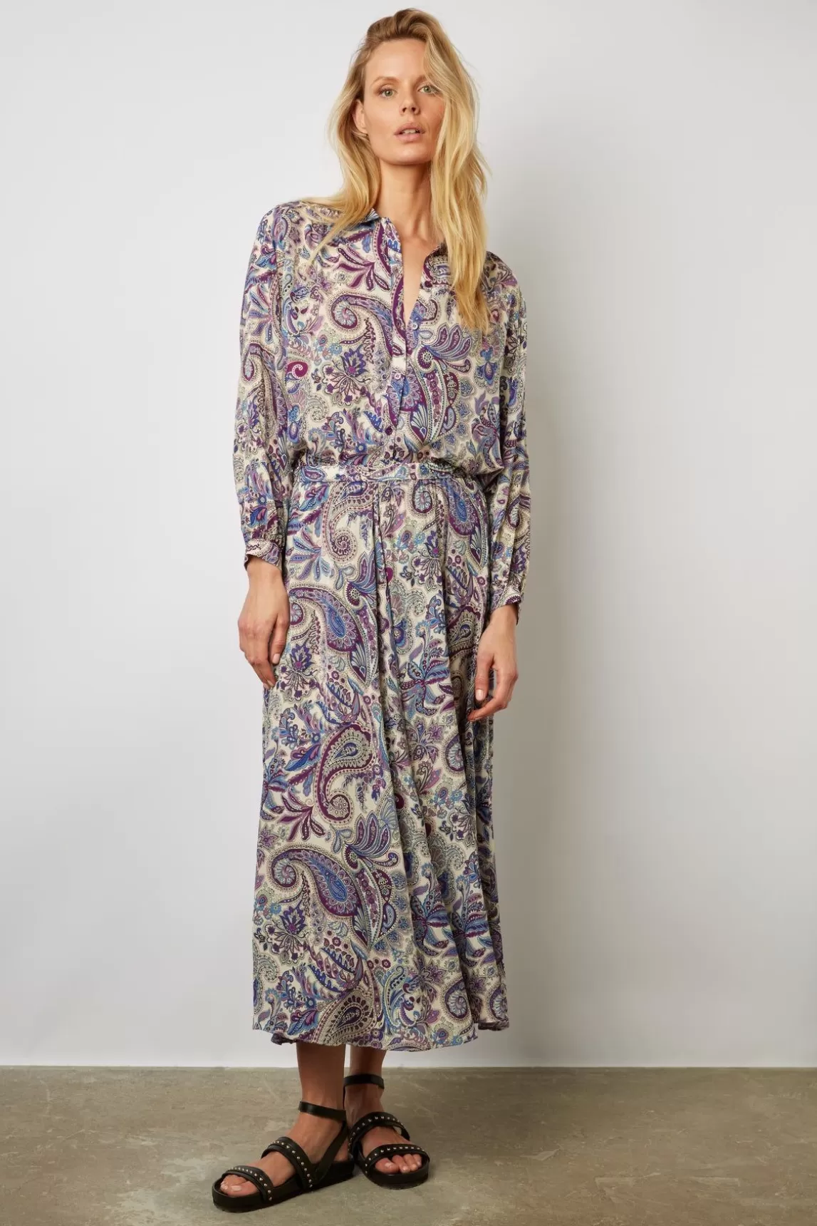 Gerard Darel Jupe Midi Imprime Cachemire Naturel - Daffy Clearance