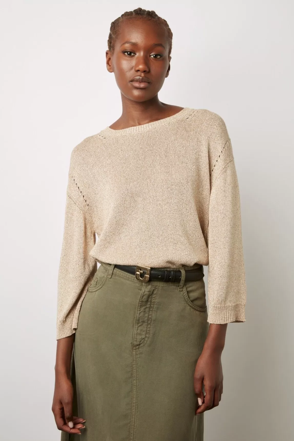 Gerard Darel Jupe Midi Unie Vert Kaki - Douria Cheap