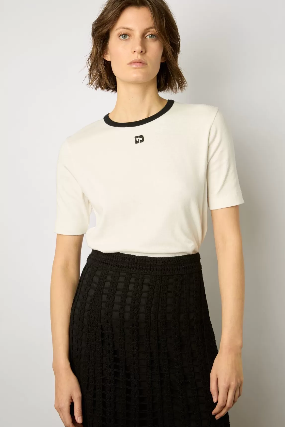 Gerard Darel Jupe Mi-Longue En Crochet Noir - Dania Best
