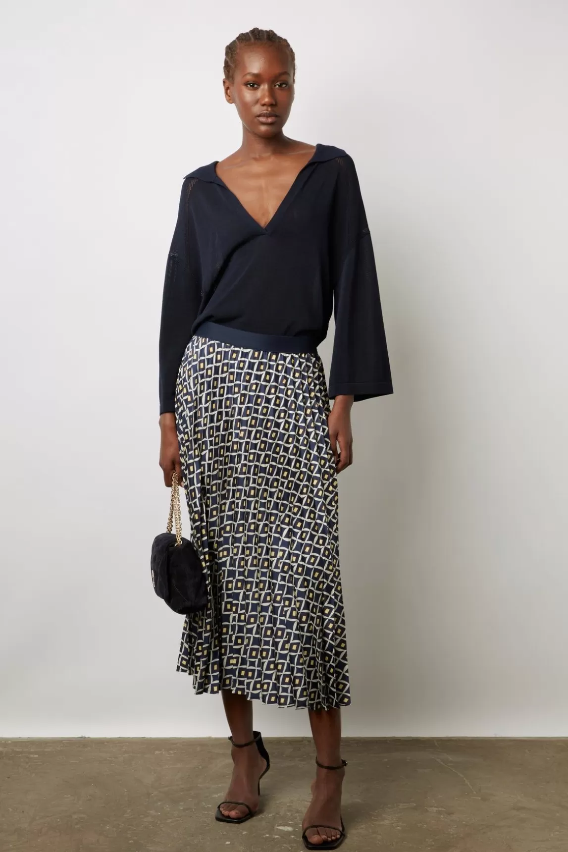 Gerard Darel Jupe Plissee Imprimee Encre - Damille Best Sale