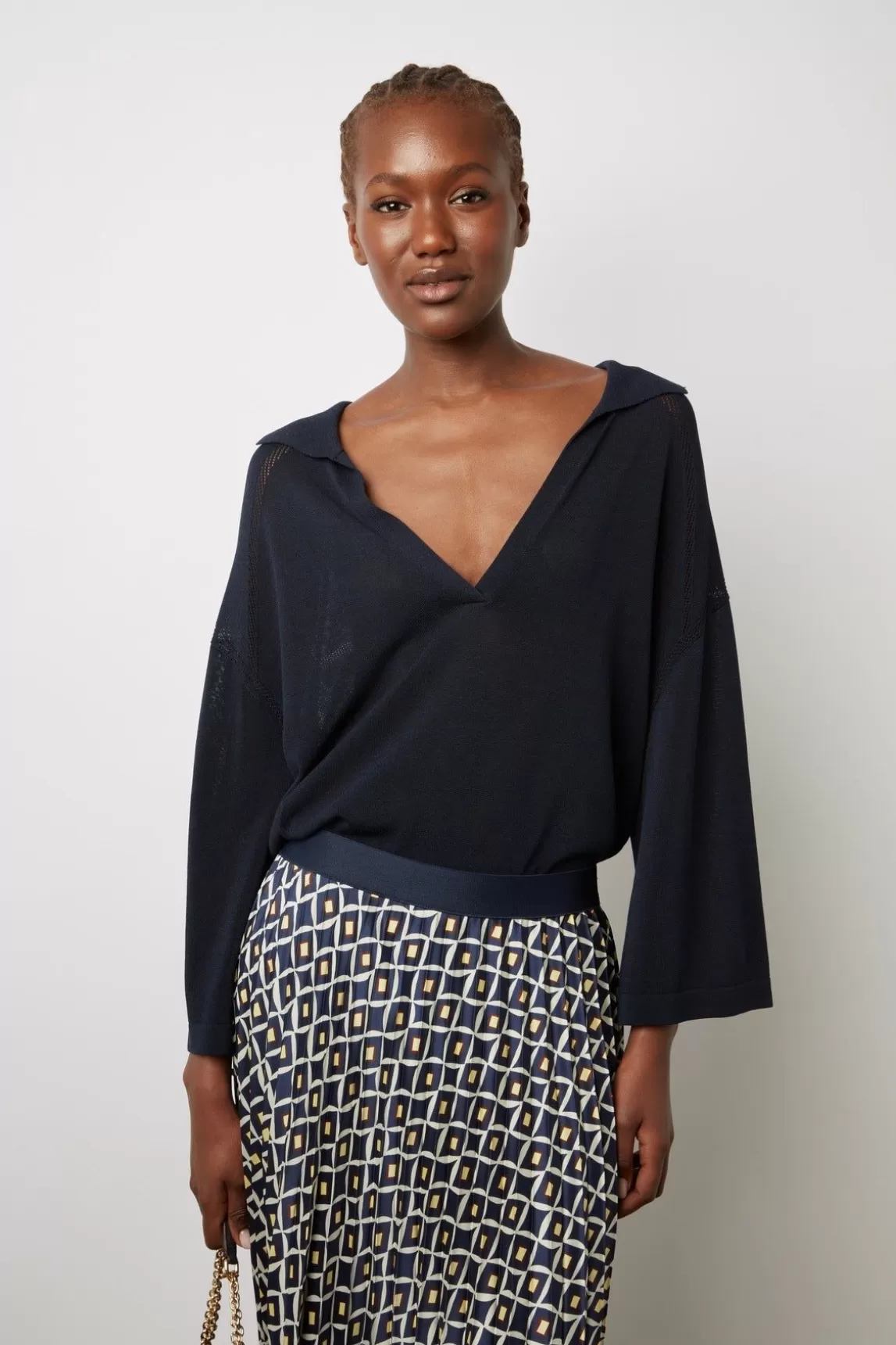 Gerard Darel Jupe Plissee Imprimee Encre - Damille Best Sale