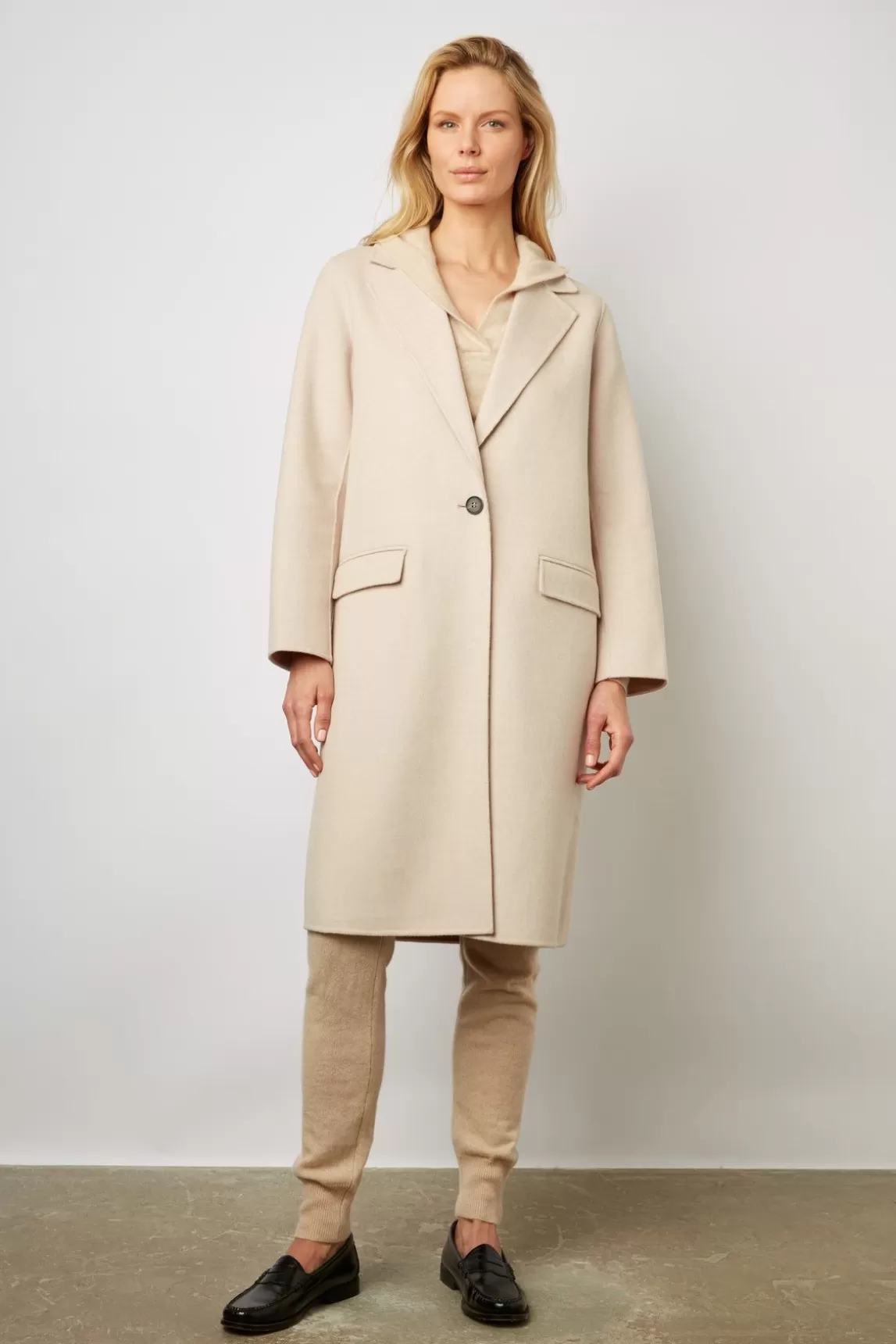 Gerard Darel Manteau Droit En Laine Fine Sable - Naomi Discount