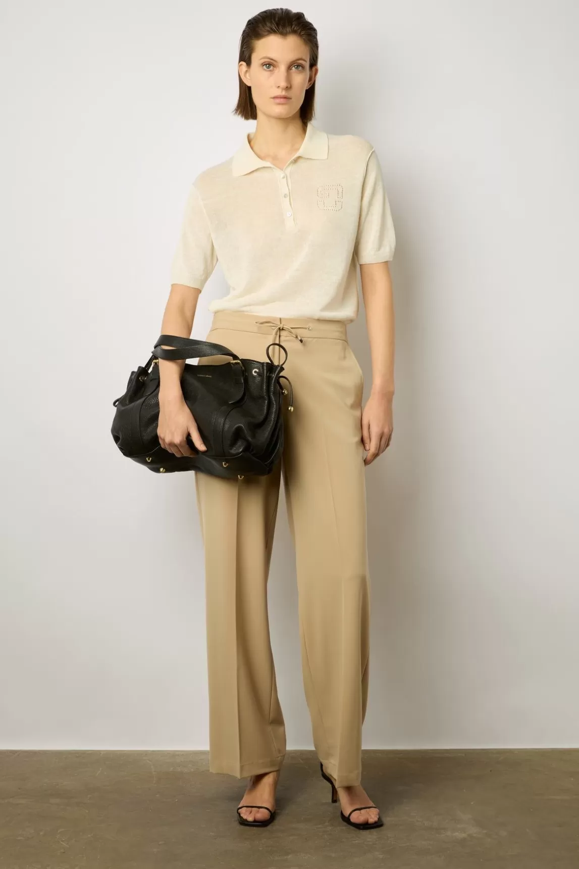 Gerard Darel Pantalon Droit En Microfibre Sable - Cloelia Outlet