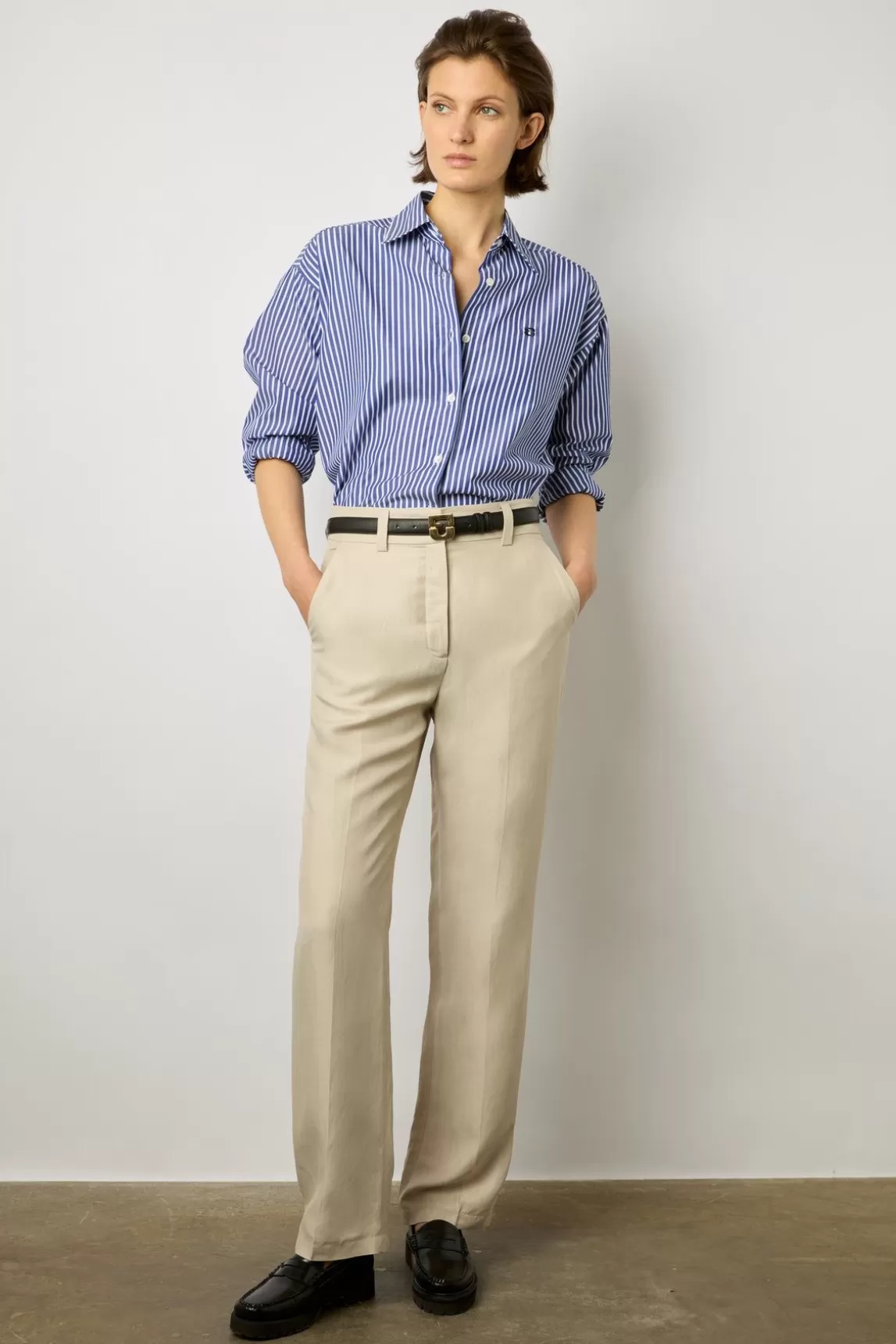 Gerard Darel Pantalon Droit Fluide Sable - Cristell New