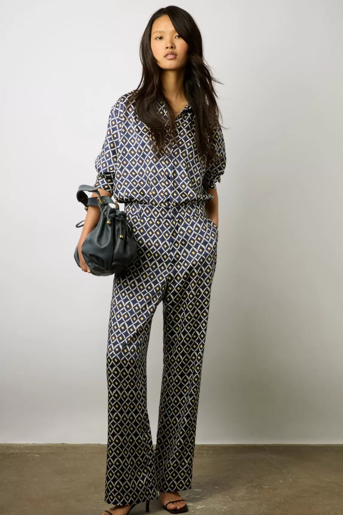 Gerard Darel Pantalon Satine Imprime Encre - Cinzia Clearance