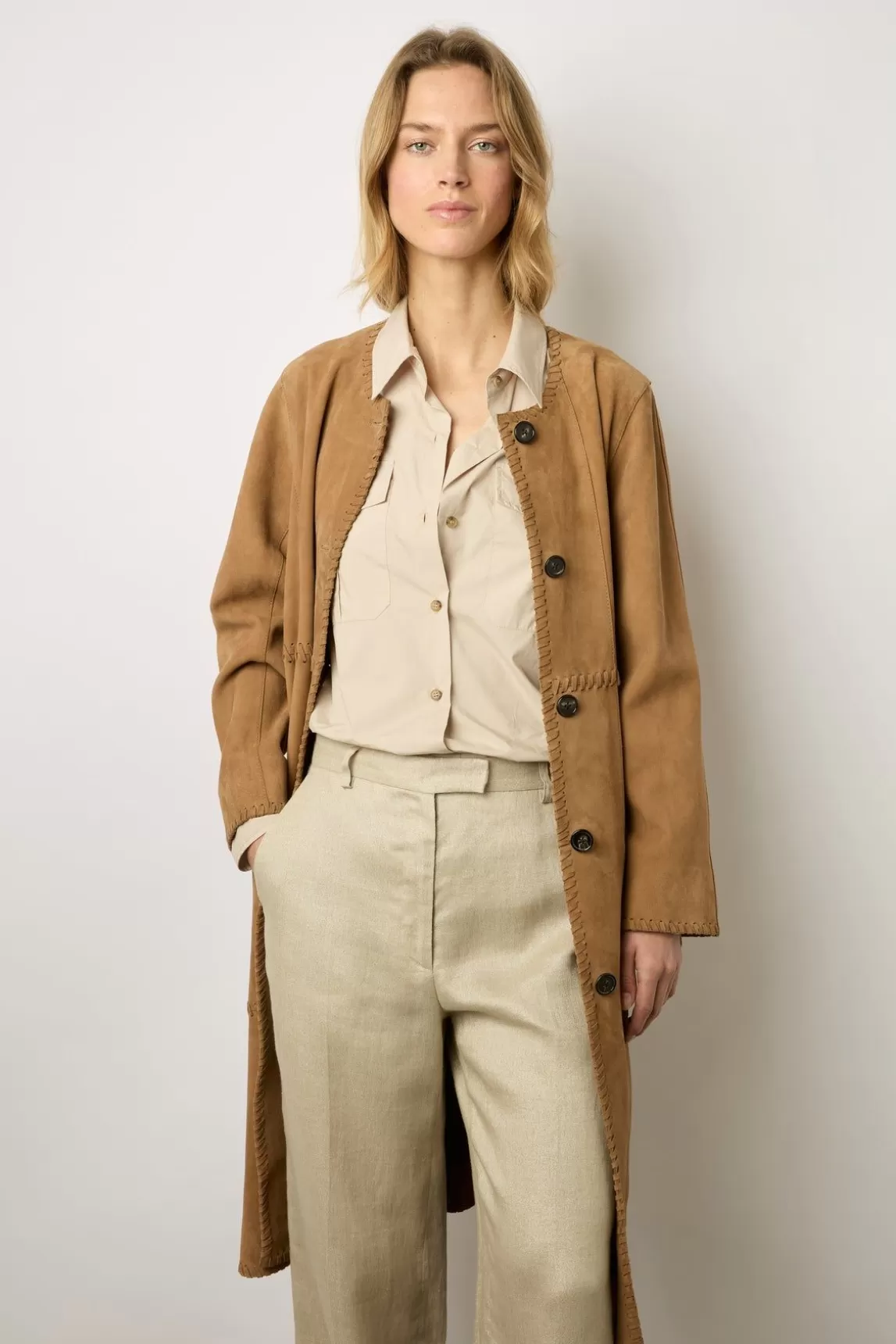 Gerard Darel Pantalon Tailleur En Lin Sable - Carmen Best Sale