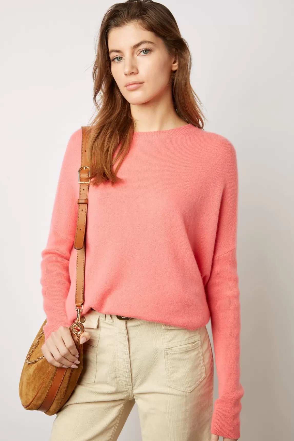 Gerard Darel Pull Cachemire A Col Rond Corail - Laurrea Best