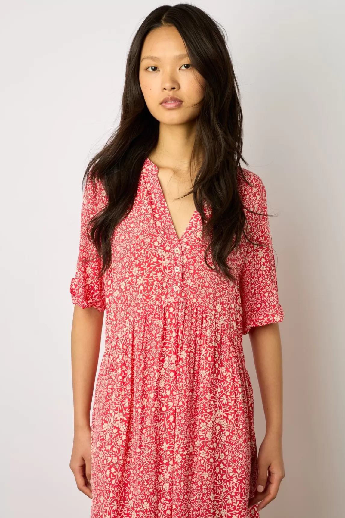 Gerard Darel Robe Courte A Fleurs Corail - Ennalita Cheap