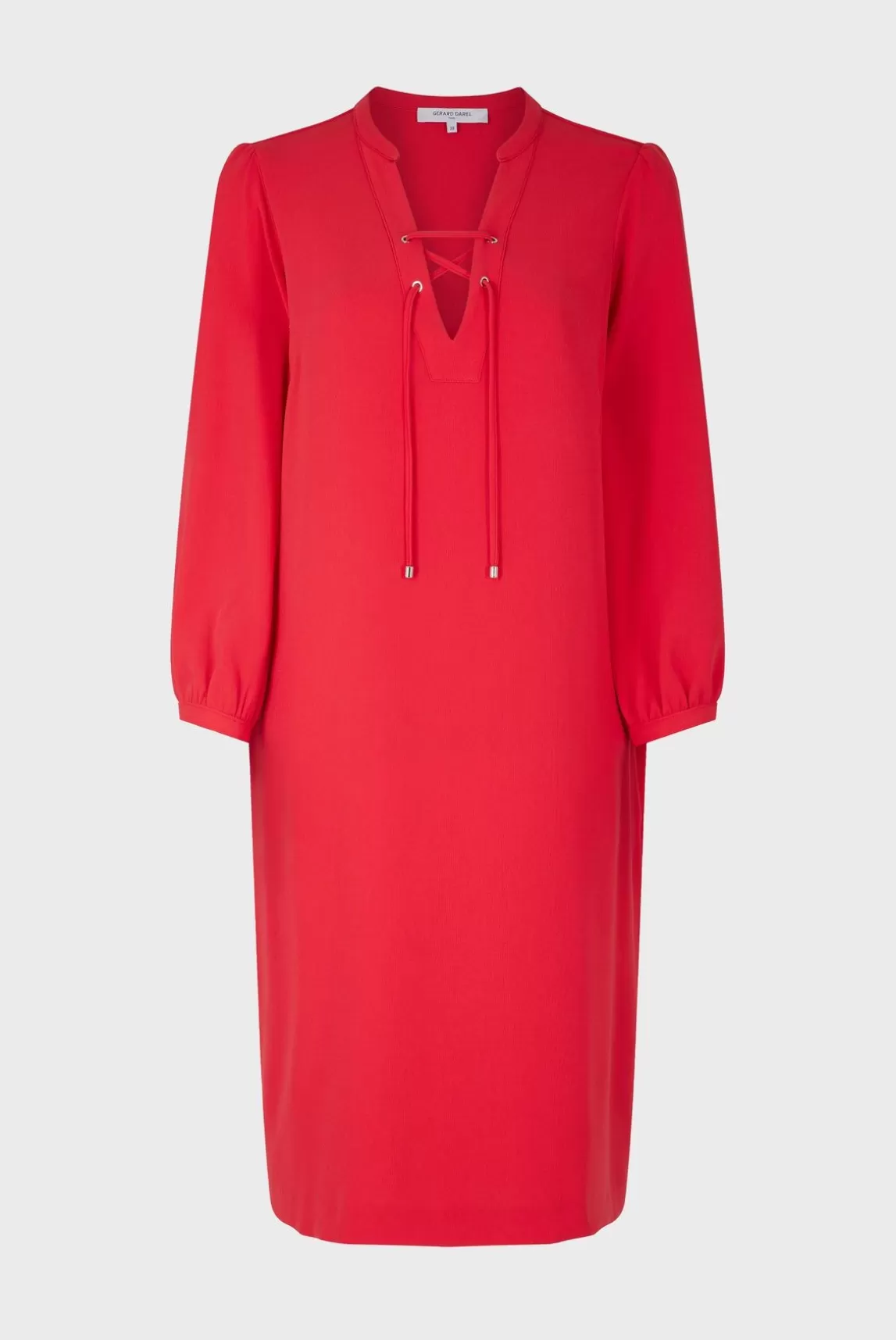 Gerard Darel Robe Courte Fluide A Lacet Corail - Edika Clearance