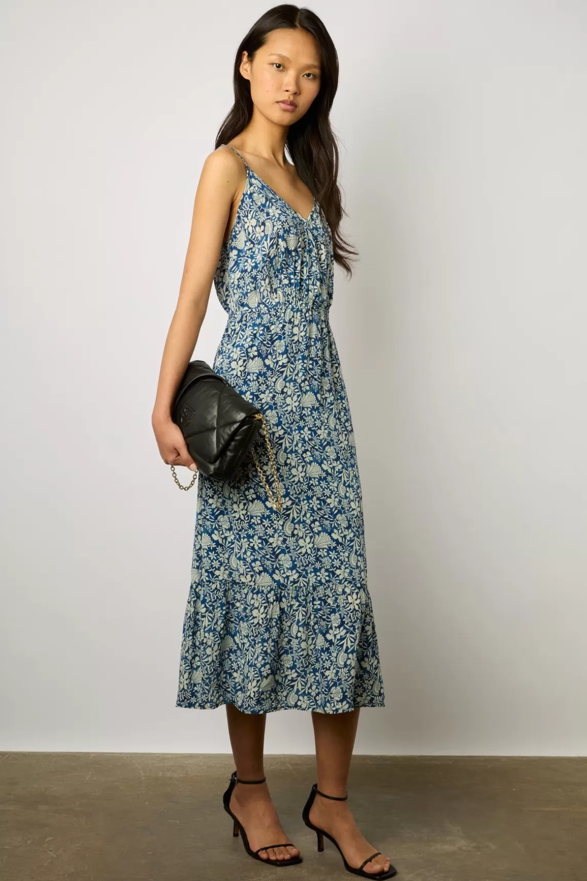 Gerard Darel Robe Imprimee A Bretelles Indigo - Esia Best Sale