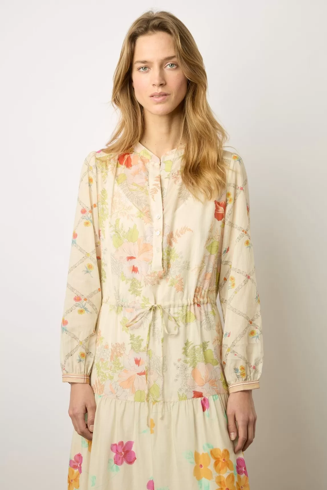 Gerard Darel Robe Longue Cintree Fleurie Multicolore - New