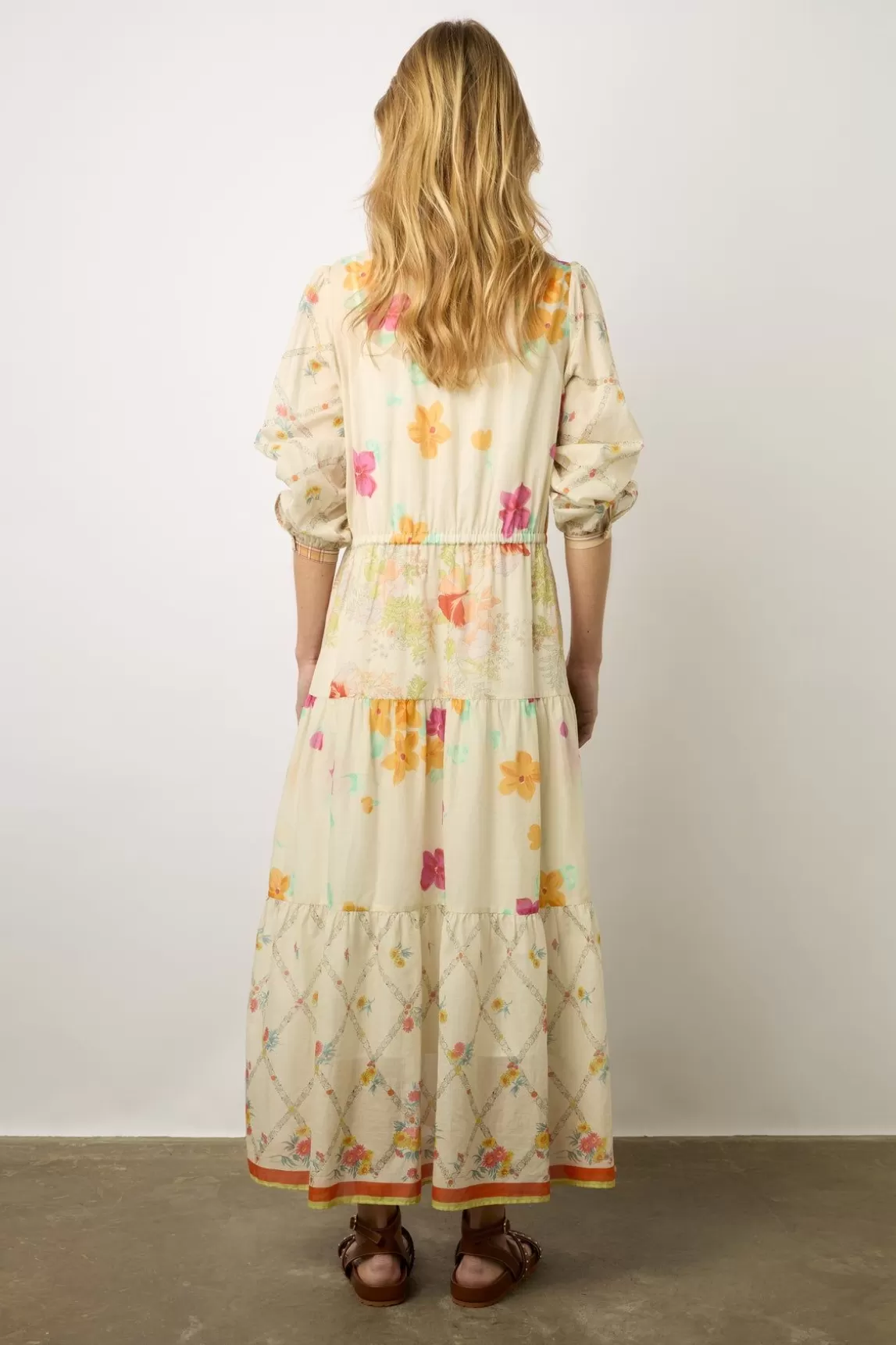 Gerard Darel Robe Longue Cintree Fleurie Multicolore - New