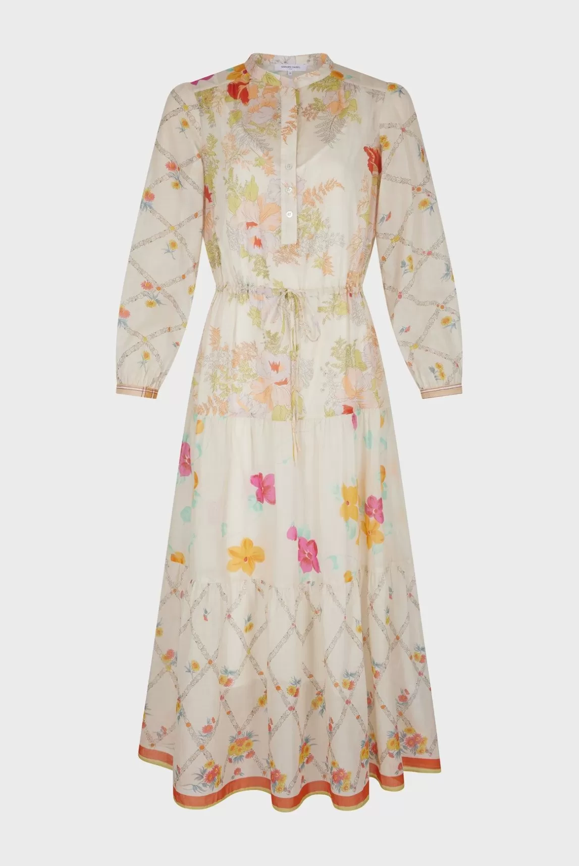 Gerard Darel Robe Longue Cintree Fleurie Multicolore - New