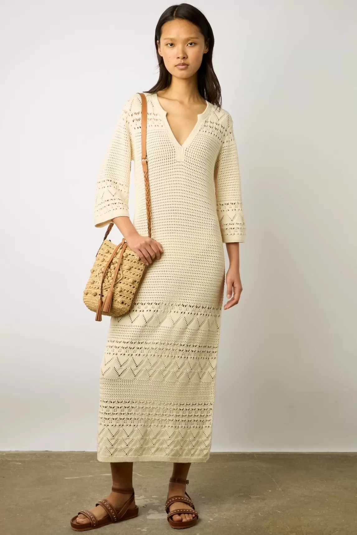 Gerard Darel Robe Longue En Crochet Ecru - Emanuela Sale