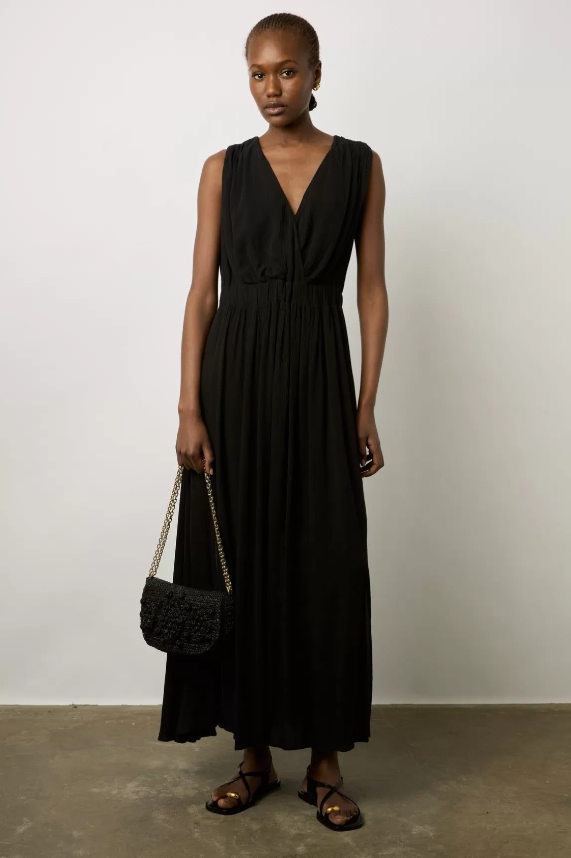 Gerard Darel Robe Longue Sans Manche Noir - Elvina Hot