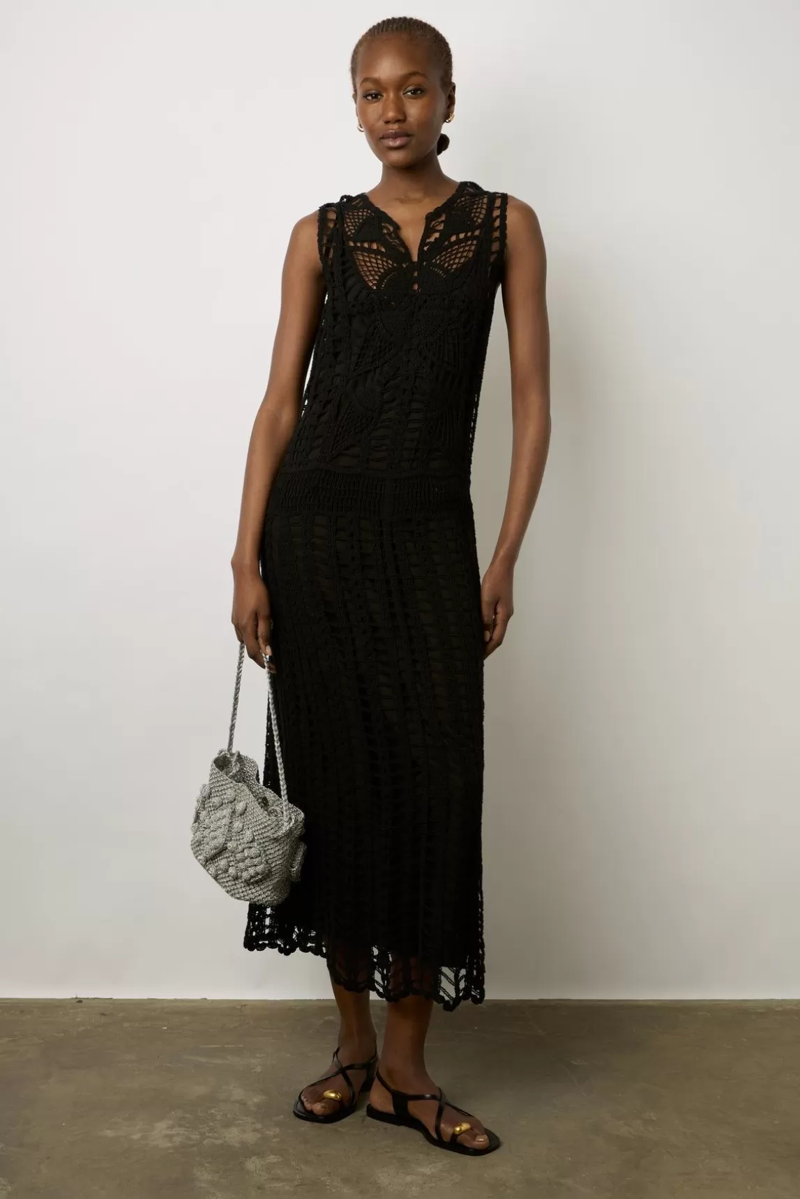 Gerard Darel Robe Midi En Crochet Noir - Edena Flash Sale