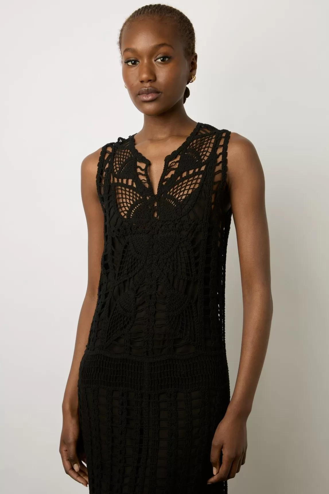 Gerard Darel Robe Midi En Crochet Noir - Edena Flash Sale