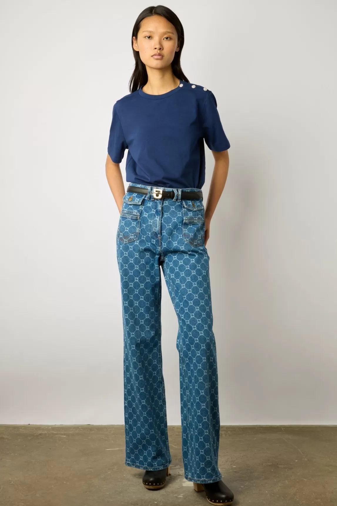 Gerard Darel Tshirt A Boutons Strass Marine - Myrtha New