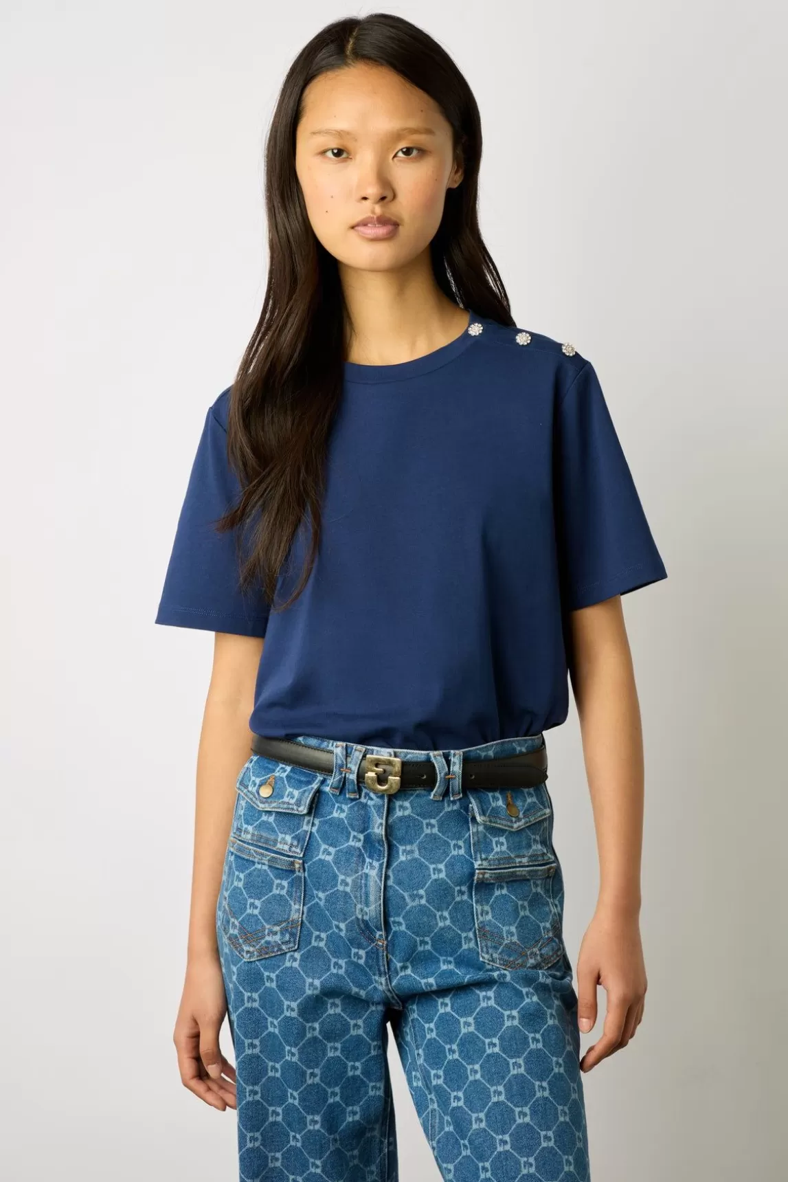 Gerard Darel Tshirt A Boutons Strass Marine - Myrtha New