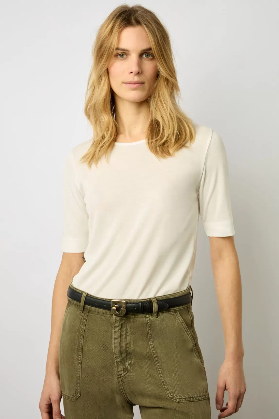 Gerard Darel Tshirt A Fines Cotes Blanc - Maggie Store