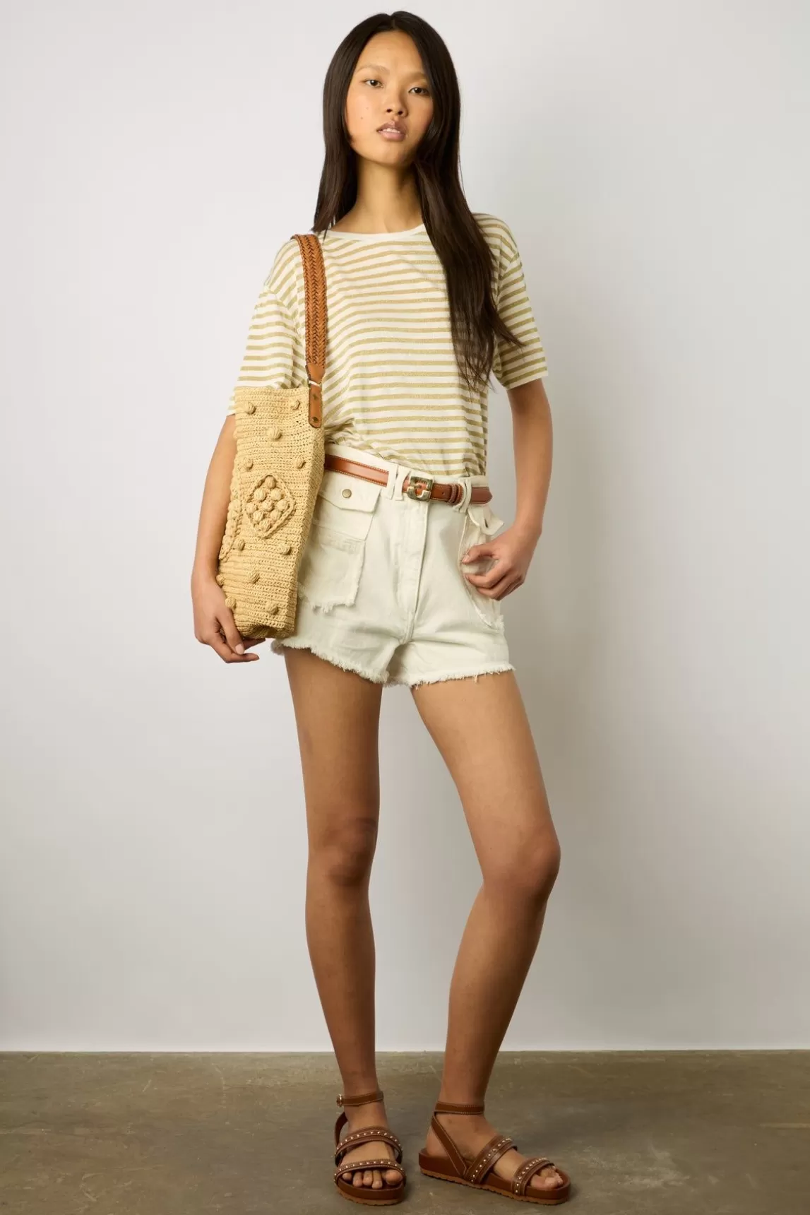 Gerard Darel Tshirt A Rayures En Lurex Or - Mike Cheap
