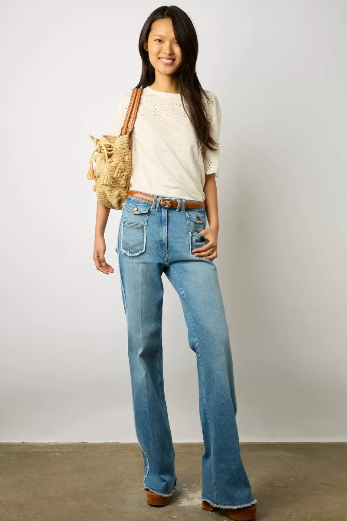 Gerard Darel Tshirt En Lin A Broderie Ecru - Manika Clearance