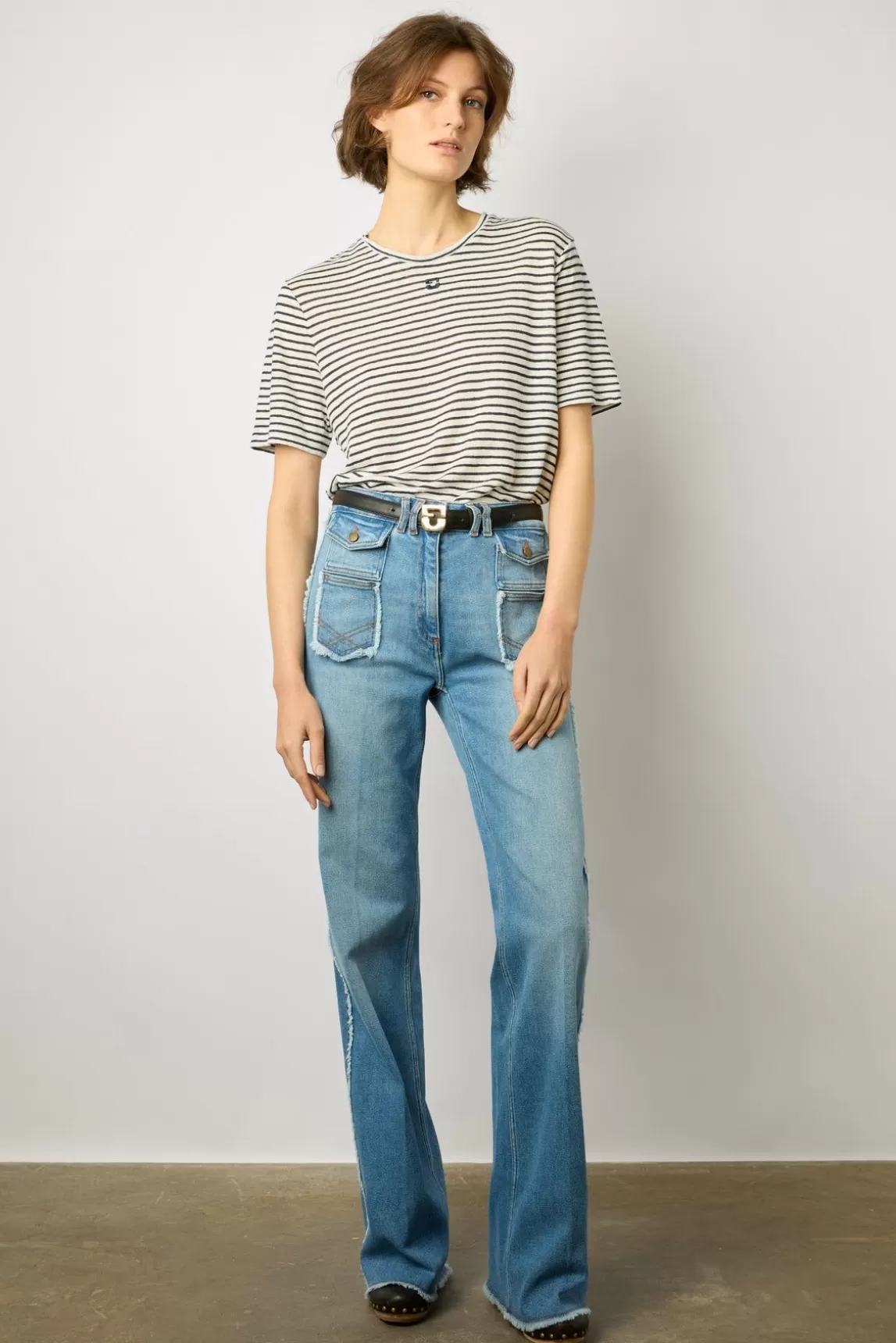 Gerard Darel Tshirt Raye En Lin Marine - Myria Flash Sale