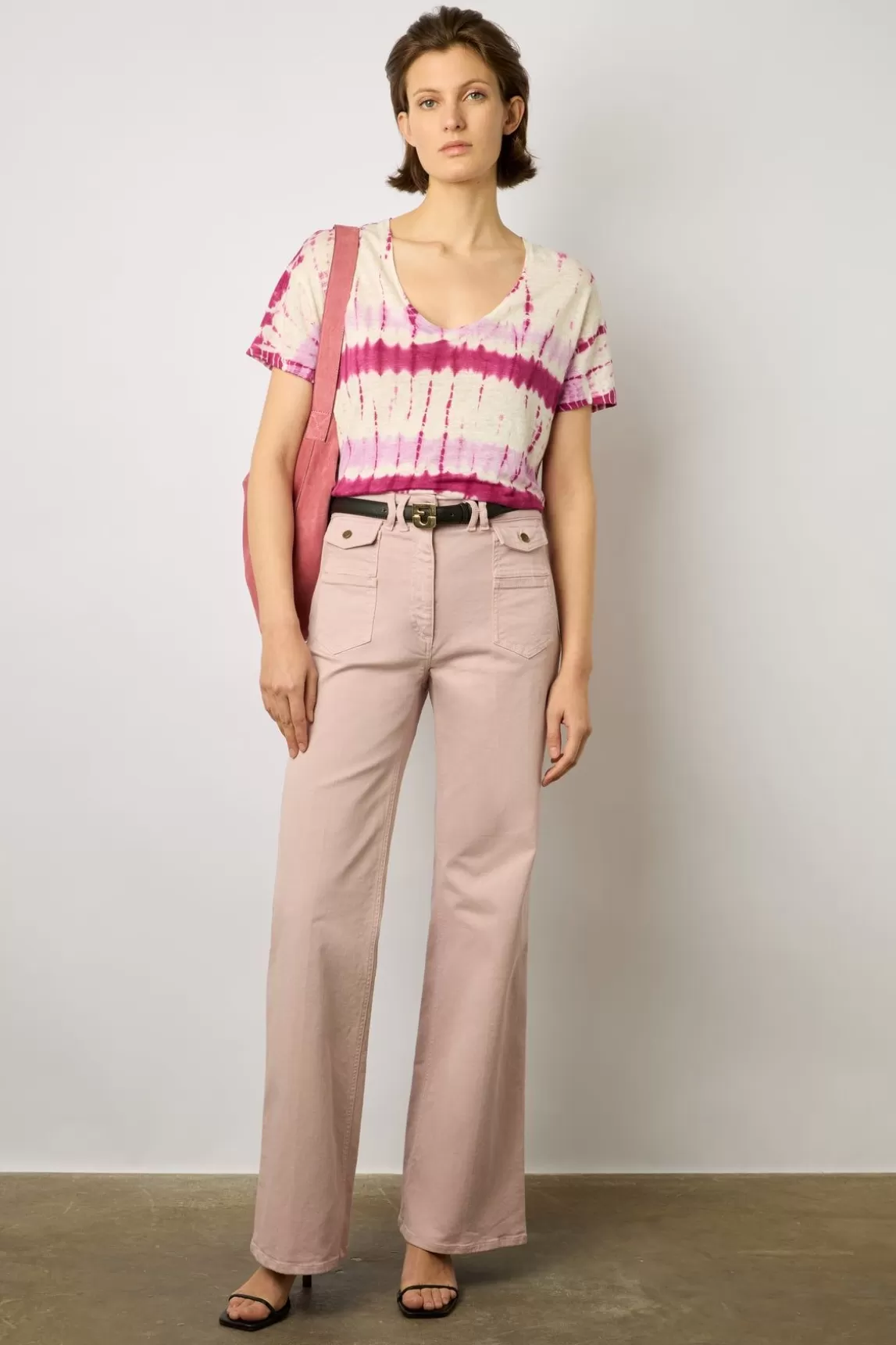 Gerard Darel Tshirt Tie And Dye En Lin Fuchsia - Melane Store