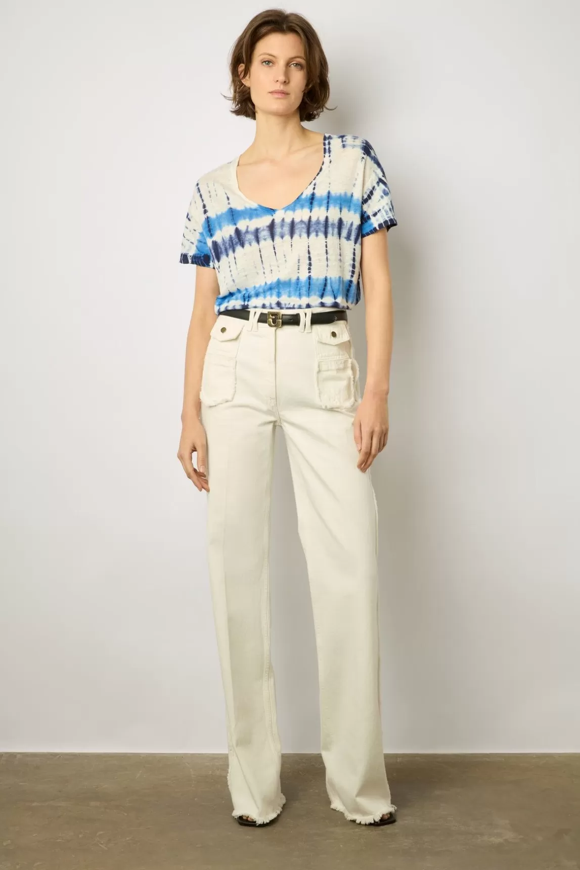 Gerard Darel Tshirt Tie And Dye En Lin Indigo - Melane Flash Sale