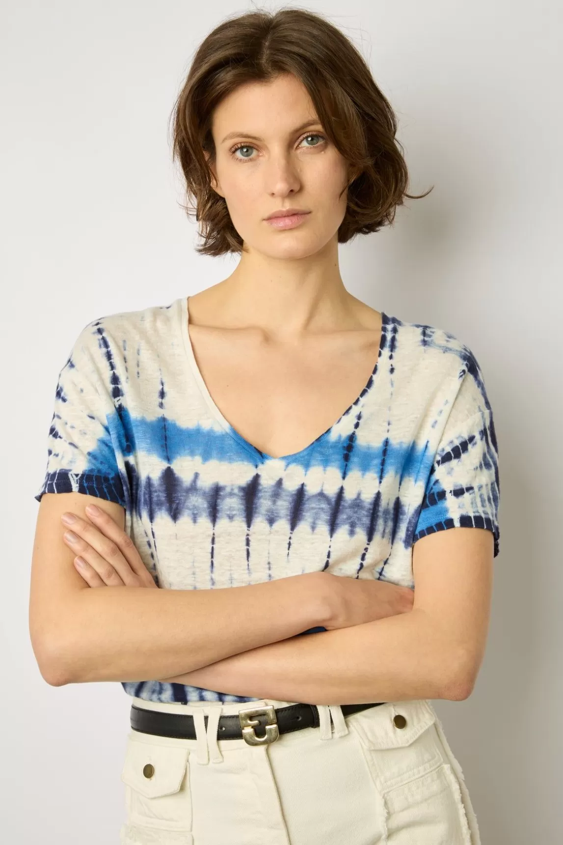 Gerard Darel Tshirt Tie And Dye En Lin Indigo - Melane Flash Sale