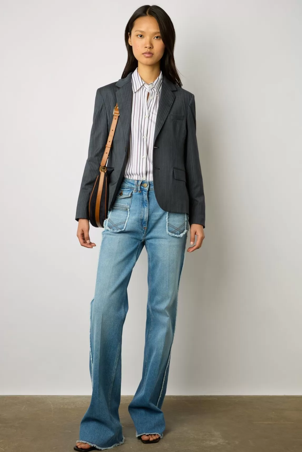 Gerard Darel Veste De Tailleur A Rayures Marine - Eddie Cheap
